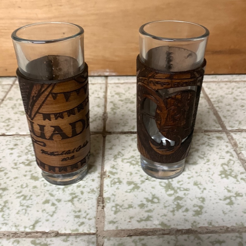 Hand made Leather Wrapped Shot glasses